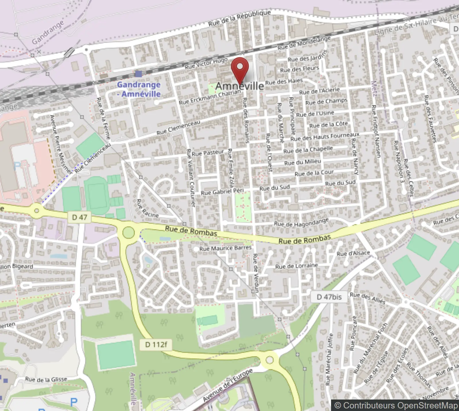 Carte Amnéville quartiers intervention nids guêpes et frelons Amnéville centre, quartier des Thermes, zone de loisirs