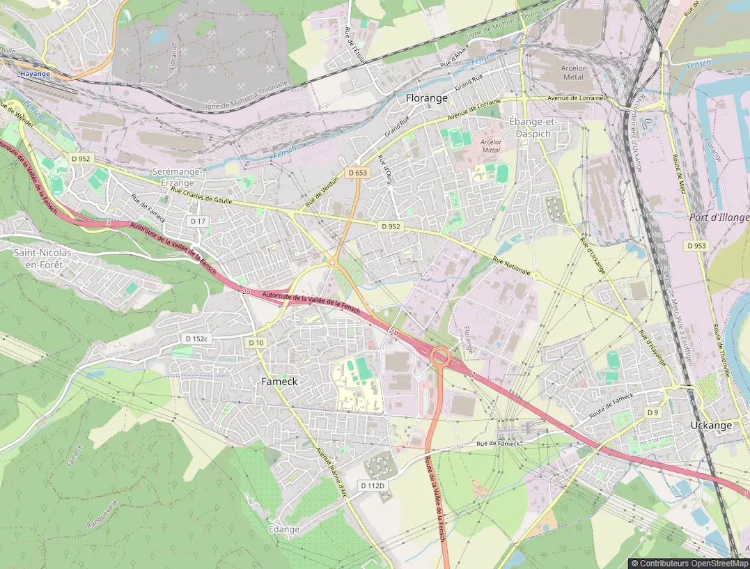 Carte Florange quartiers intervention nids guêpes et frelons Florange centre, Bétange, Ébange, Maisons-Neuves, Daspich