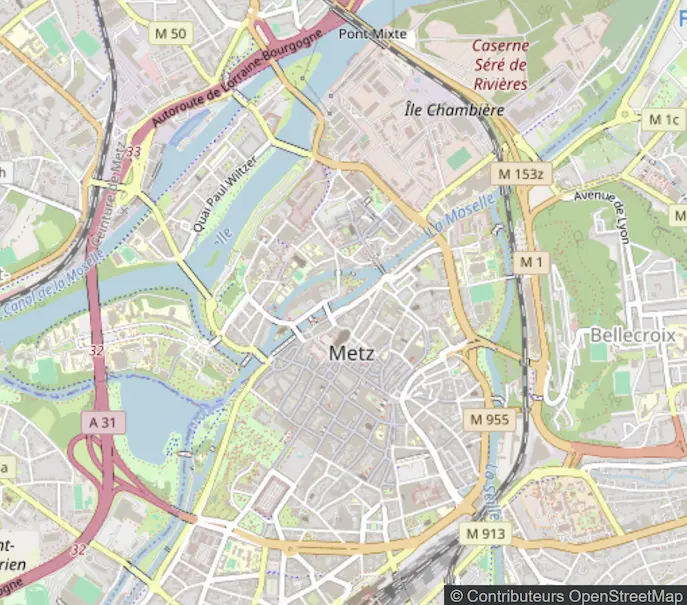 Carte Metz quartiers intervention nids guêpes et frelons Sablon, Queuleu, Borny, Devant-les-Ponts, Plantières, centre historique