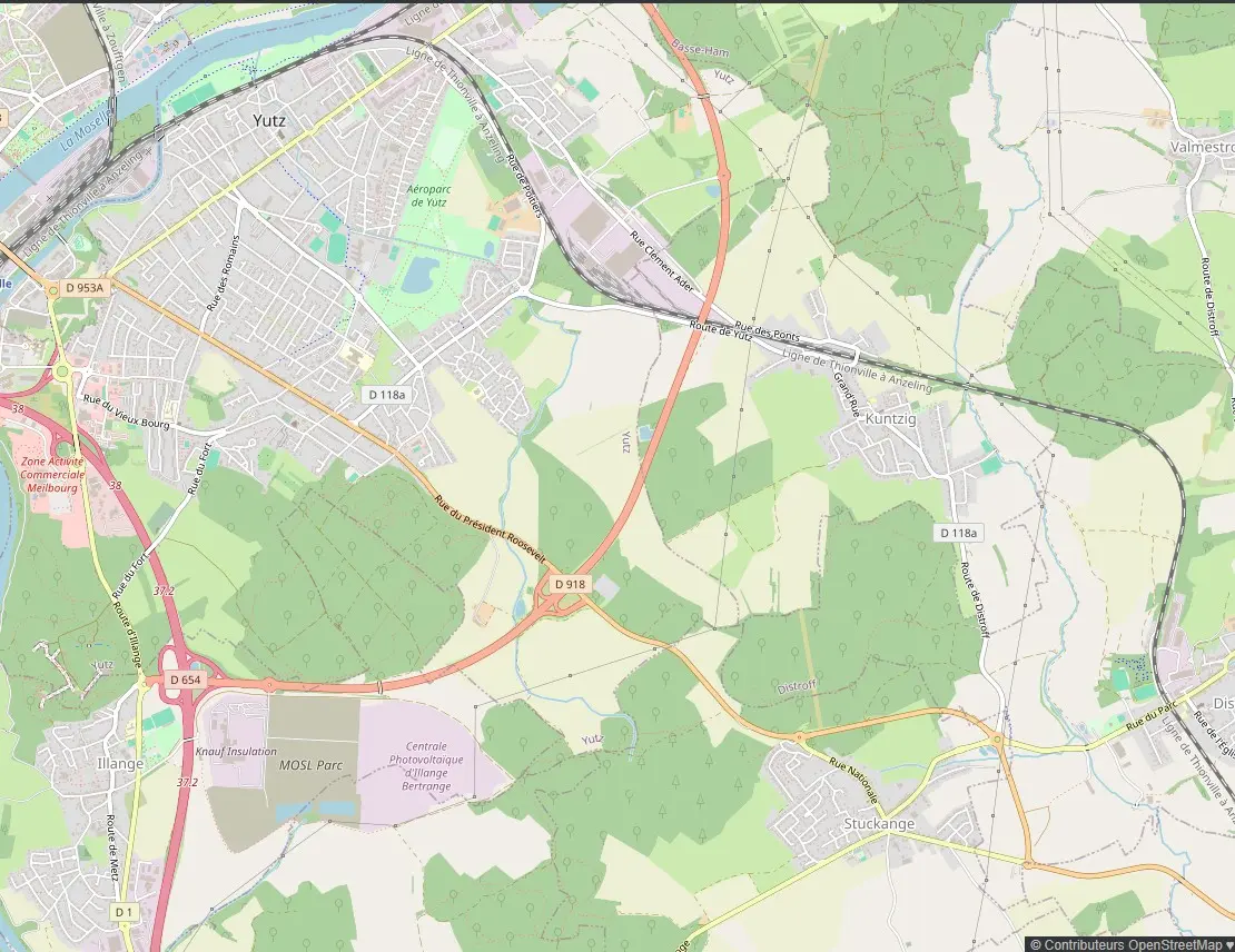 Carte Yutz quartiers intervention nids guêpes et frelons Yutz centre, Basse-Yutz, Haute-Yutz